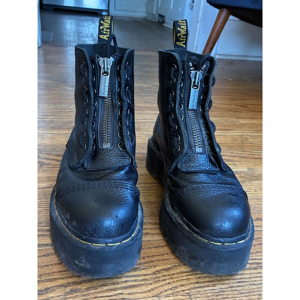 Dr. Martens Black Sinclair Lace Up Zip Platform Boots Women's Size 8 - Picture 2 of 9